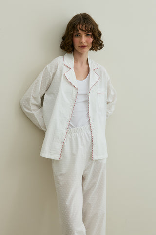 Ponponlu Pijama Takımı Ekru