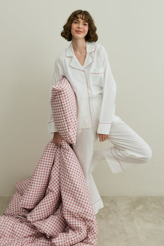 Ponponlu Pijama Takımı Ekru