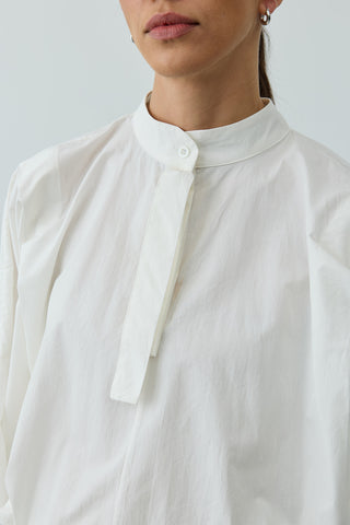 Poplin Büzgülü Gömlek Ekru
