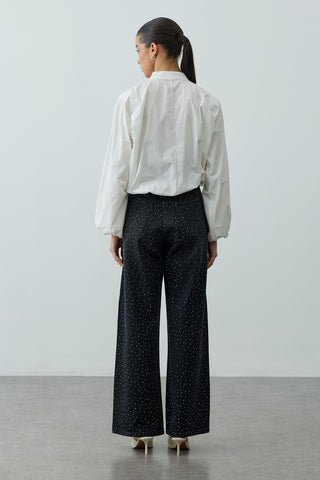 Poplin Büzgülü Gömlek Ekru