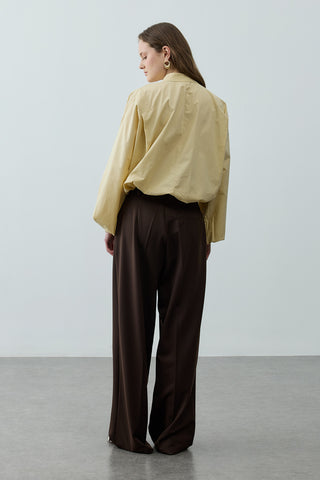 Poplin Büzgülü Gömlek Sarı