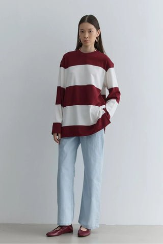 Premium Çizgili Sweatshirt Bordo - Fahhar Design