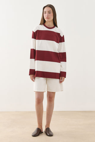 Premium Çizgili Sweatshirt Bordo
