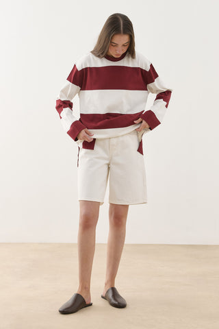 Premium Çizgili Sweatshirt Bordo