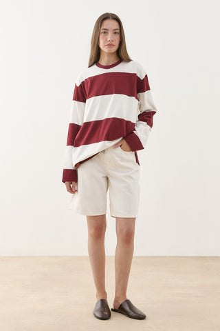 Premium Çizgili Sweatshirt Bordo