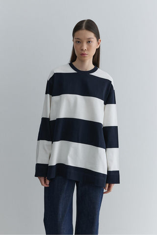 Premium Çizgili Sweatshirt Lacivert