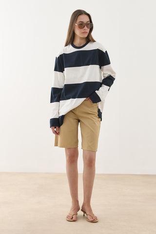 Premium Striped Sweatshirt Navy Blue