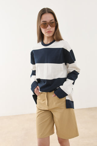 Premium Striped Sweatshirt Navy Blue