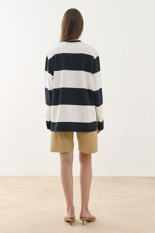 Premium Striped Sweatshirt Navy Blue
