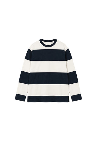 Premium Çizgili Sweatshirt Lacivert
