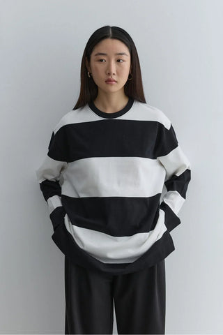Premium Çizgili Sweatshirt Siyah - Fahhar Design