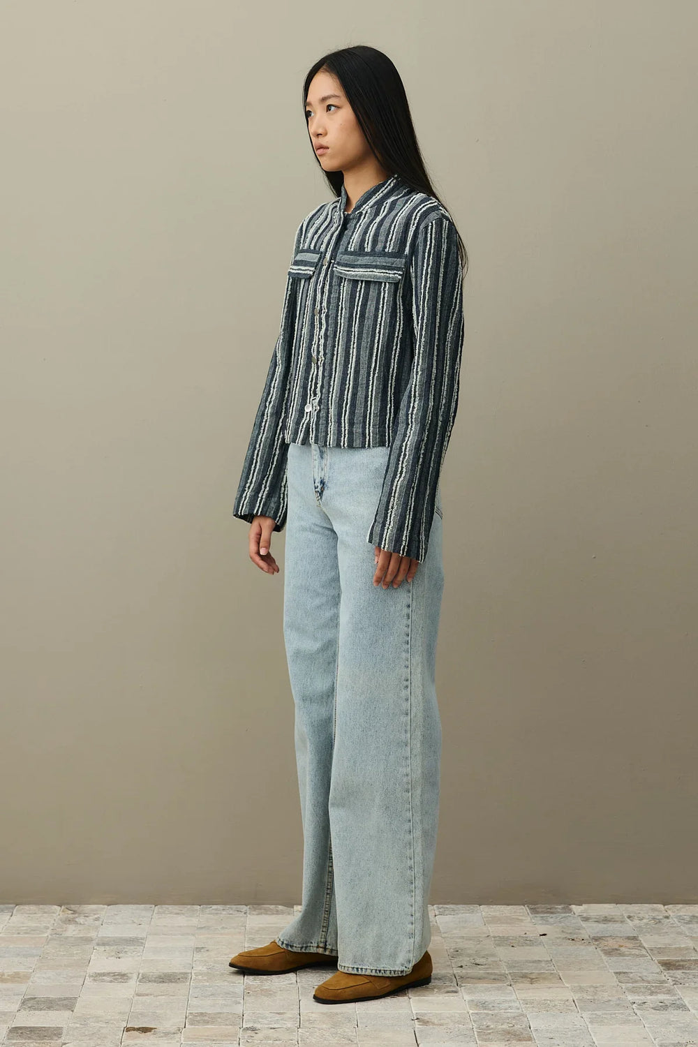 Tassel Denim Bomb Jacket Blue