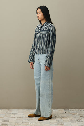 Tassel Denim Bomb Jacket Blue