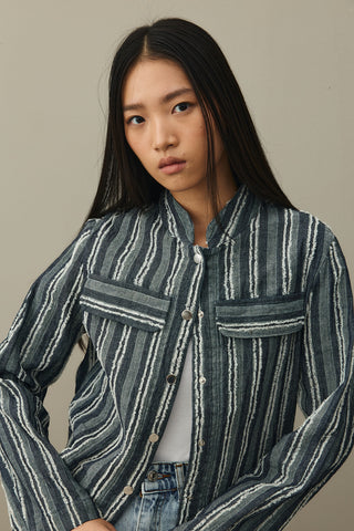 Tassel Denim Bomb Jacket Blue