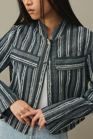 Tassel Denim Bomb Jacket Blue