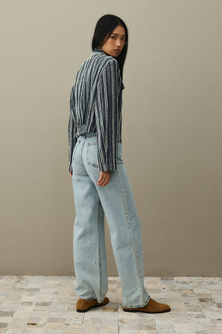 Tassel Denim Bomb Jacket Blue