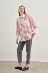 Rahat Gömlek Çizgili Kırmızı