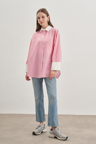 Rahat Gömlek Çizgili Pembe - Fahhar Design