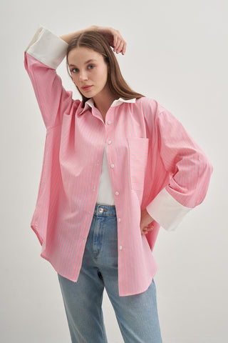 Rahat Gömlek Çizgili Pembe - Fahhar Design