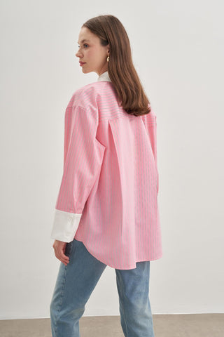 Rahat Gömlek Çizgili Pembe - Fahhar Design