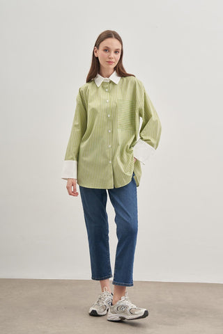 Rahat Gömlek Çizgili Yeşil - Fahhar Design