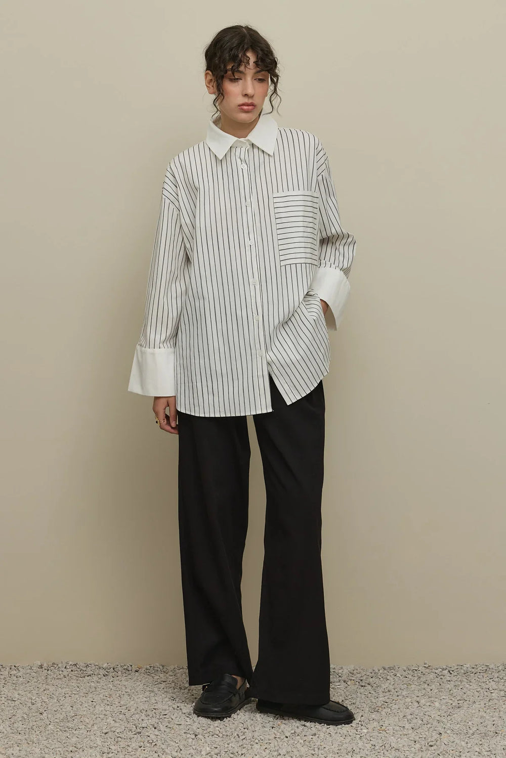 Casual Shirt Thin Black Striped