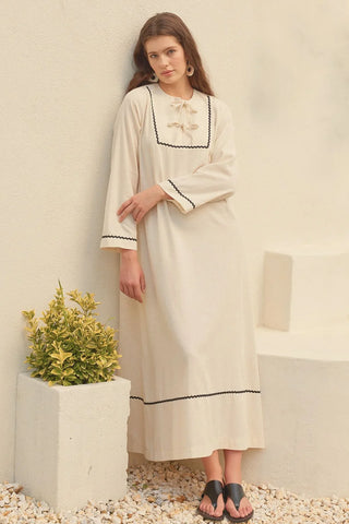 Rahat Keten Elbise Bej - Fahhar Design