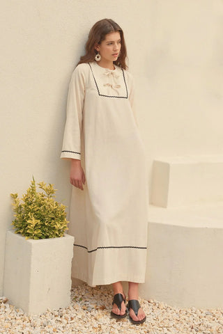 Rahat Keten Elbise Bej - Fahhar Design