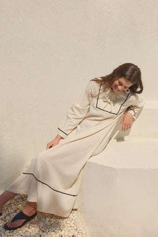 Rahat Keten Elbise Bej - Fahhar Design