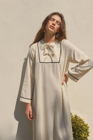 Rahat Keten Elbise Bej - Fahhar Design