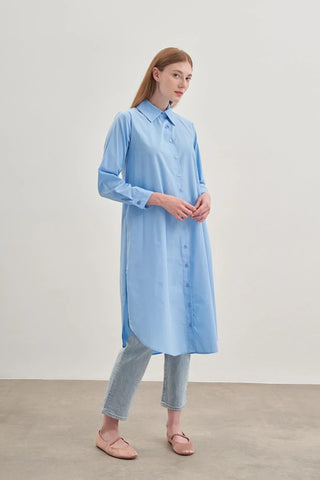 Rahat Maxi Gömlek Açık mavi - Fahhar Design