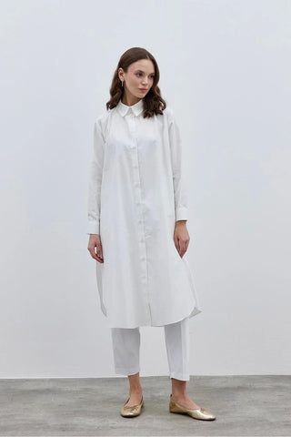 Rahat Maxi Gömlek Ekru - Fahhar Design