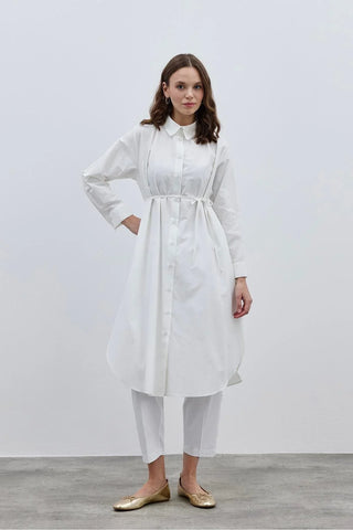 Rahat Maxi Gömlek Ekru - Fahhar Design