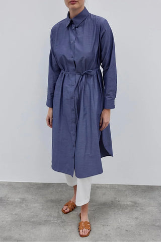 Rahat Maxi Gömlek Kot Mavi - Fahhar Design