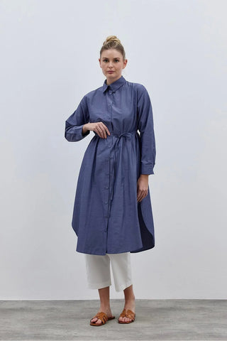 Rahat Maxi Gömlek Kot Mavi - Fahhar Design