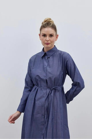 Rahat Maxi Gömlek Kot Mavi - Fahhar Design