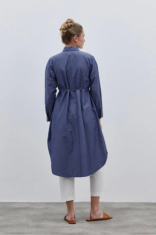 Rahat Maxi Gömlek Kot Mavi - Fahhar Design