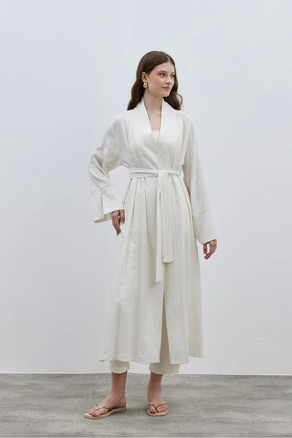 Rahat Maxi Kimono Ekru - Fahhar Design