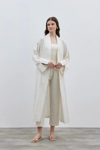 Rahat Maxi Kimono Ekru - Fahhar Design