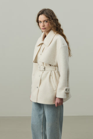 Rüzgarlık Detaylı Ceket Kaban Bej