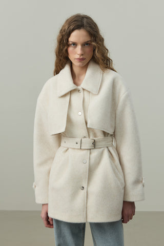 Rüzgarlık Detaylı Ceket Kaban Bej