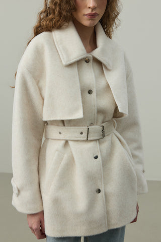 Rüzgarlık Detaylı Ceket Kaban Bej