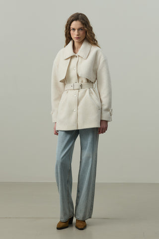 Rüzgarlık Detaylı Ceket Kaban Bej