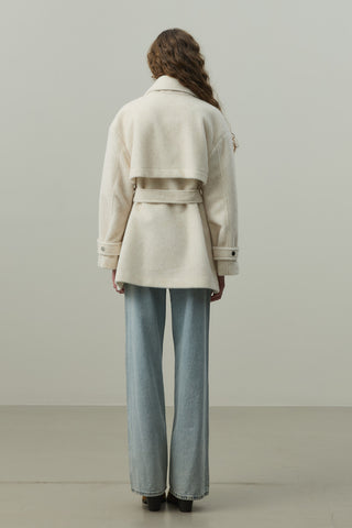 Rüzgarlık Detaylı Ceket Kaban Bej