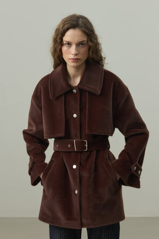 Rüzgarlık Detaylı Ceket Kaban Kahverengi