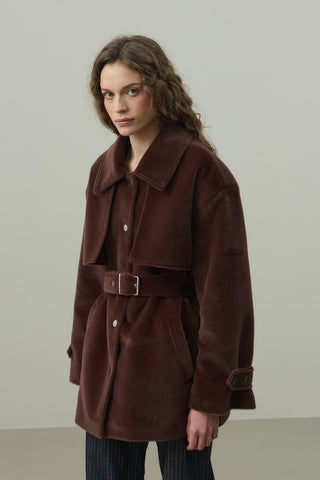 Rüzgarlık Detaylı Ceket Kaban Kahverengi