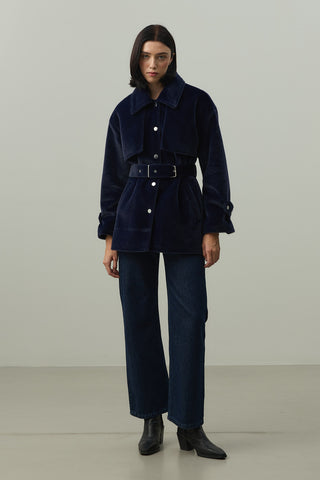 Rüzgarlık Detaylı Ceket Kaban Lacivert