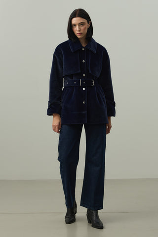 Rüzgarlık Detaylı Ceket Kaban Lacivert