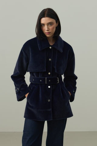 Rüzgarlık Detaylı Ceket Kaban Lacivert