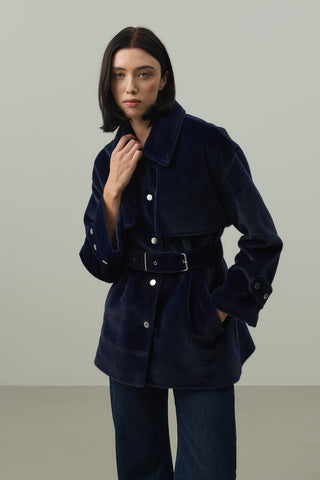 Rüzgarlık Detaylı Ceket Kaban Lacivert